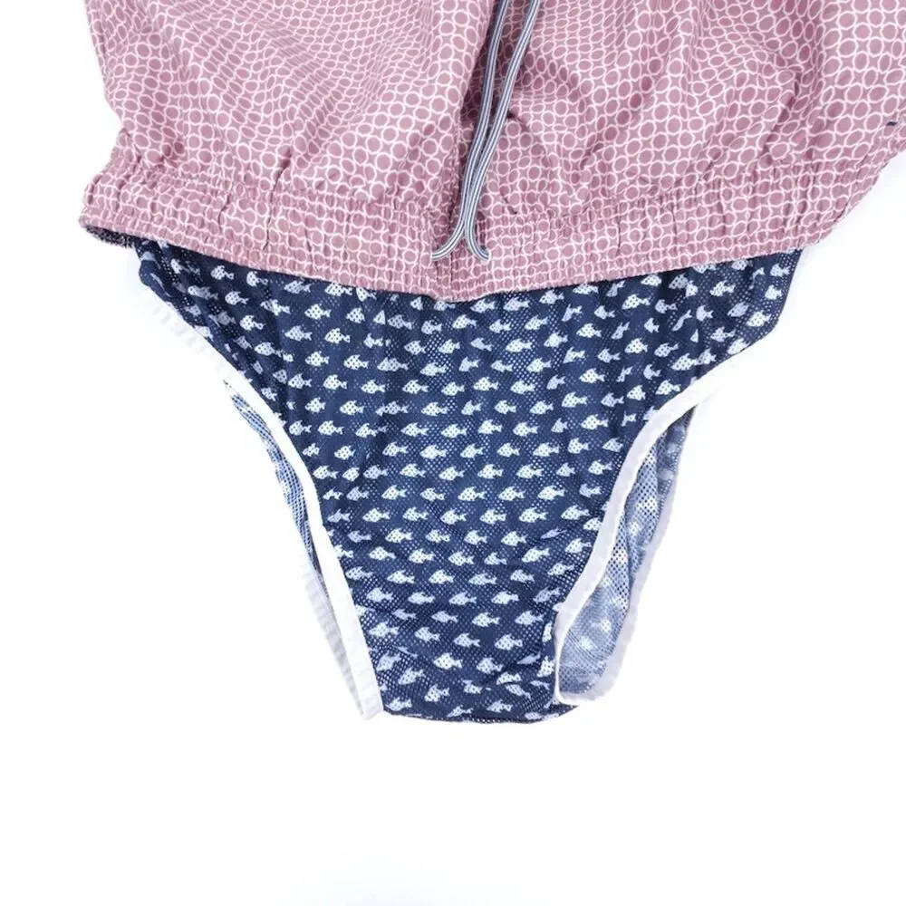 NEW Ted Baker Octagon Geometric Print Lined Swim Trunks Quiet Luxury Mauve 3XL